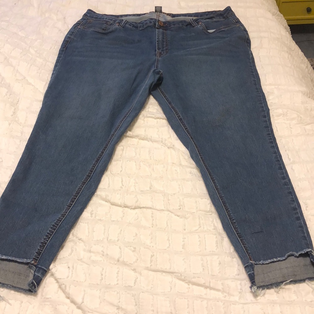 Massini Medium Wash Ripped Ankle Skinny Jean